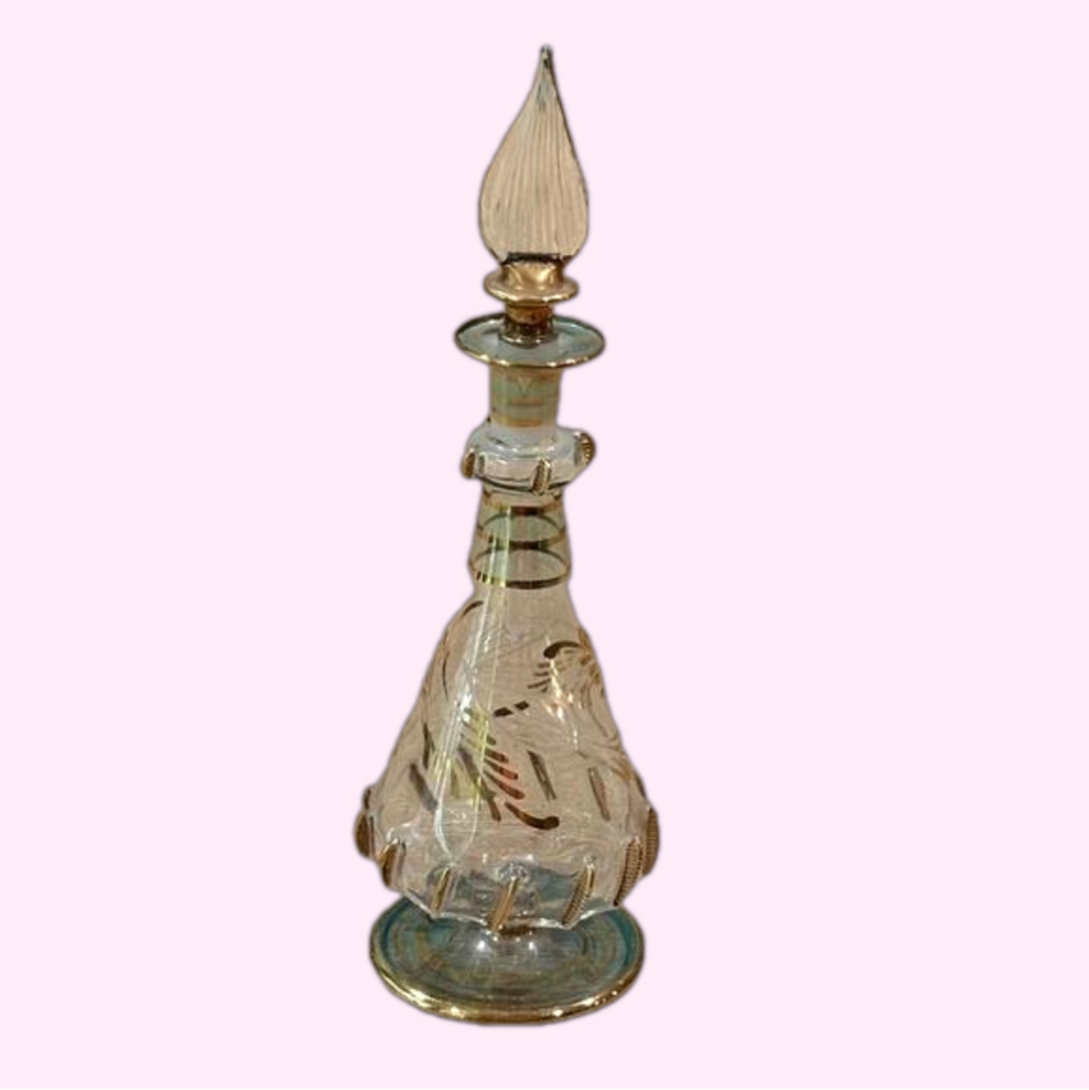 Vintage Egyptian Hand Blown Genie Glass Perfume Bottle with Glass Stopper